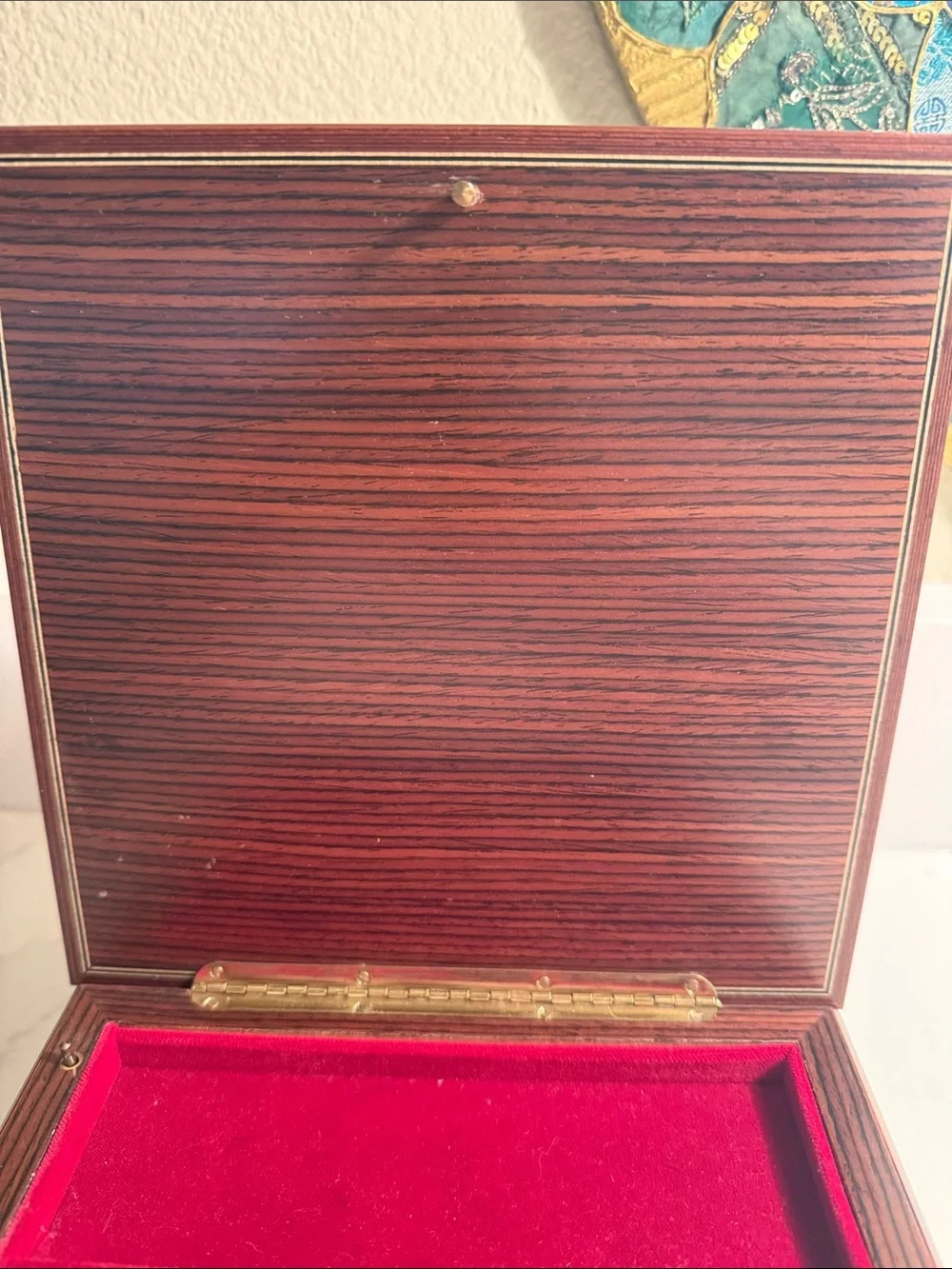 Vintage Italian Wooden Music Box with Floral Inlay